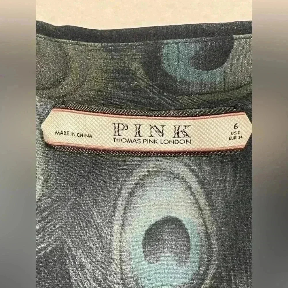 Thomas Pink Dark Patterned Button Down Shirt - image 4